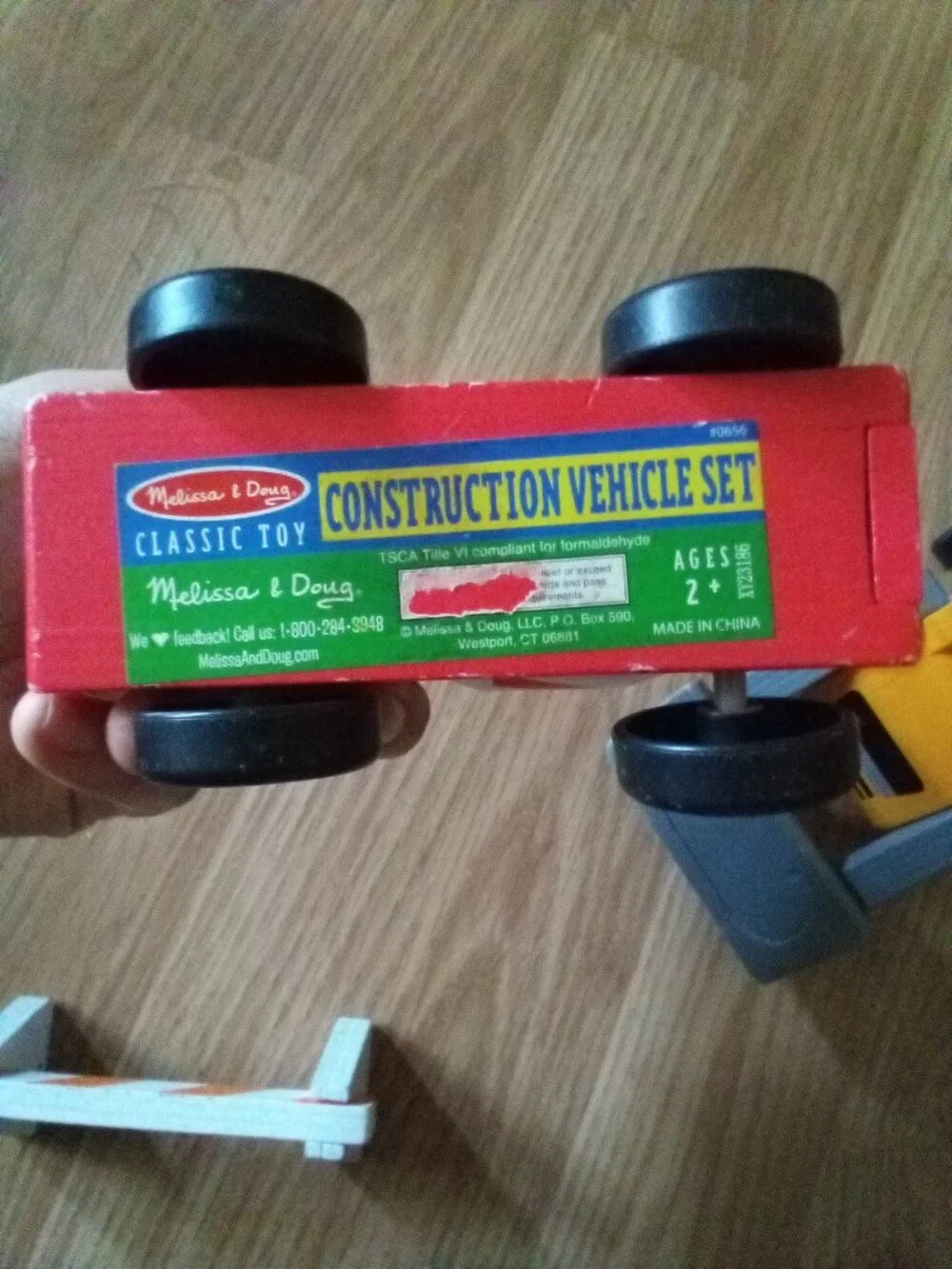 Melissa and Doug Used Classic Wooden Toy Construction Vehicle Set #656